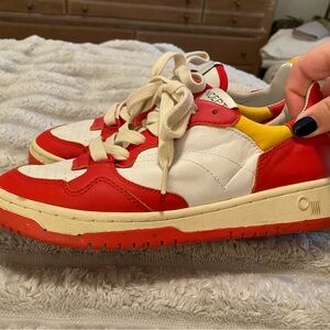 Vibrant Red and White Women's Sneakers